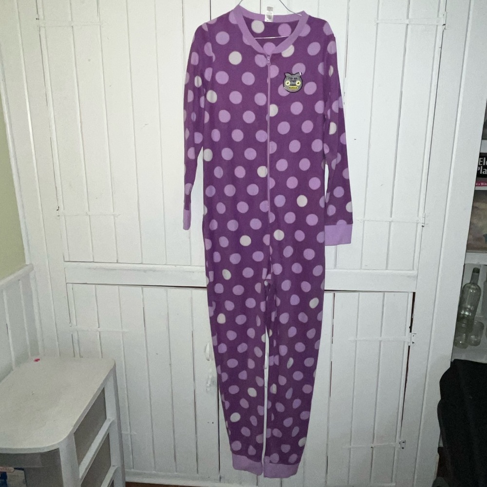 NWT Adult one piece owl pajama. Super soft, two colors of purple